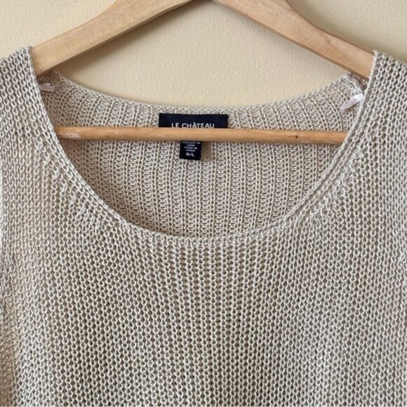 *SOLD* Le Chateau| Cream & Black Loose Fit Crew Neck Tank Top Sweater Sz L - Picture 2 of 7
